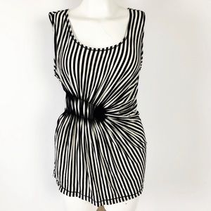 Max Studio Black Striped Tunic Tank M